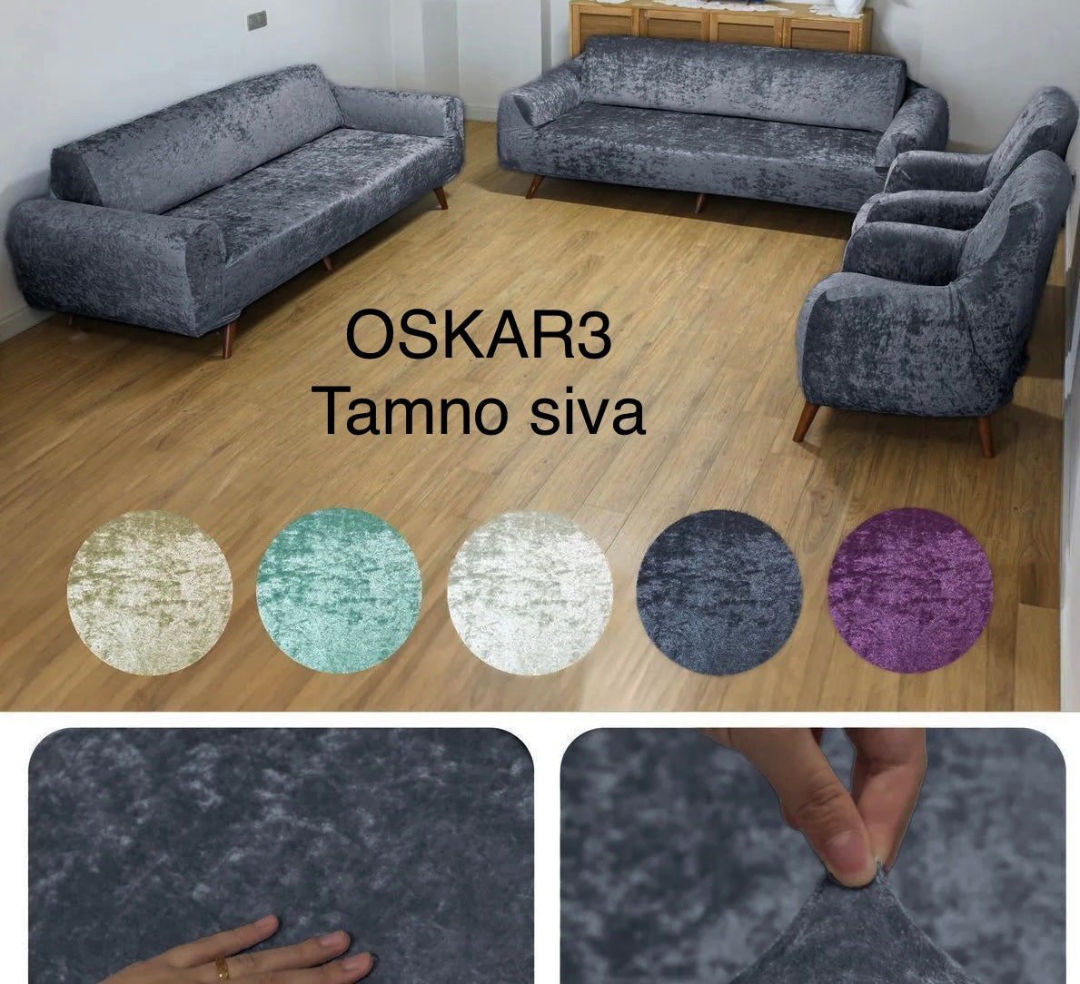 ŽAMETNE PREVLEKE ZA TROSED DVOSEDEŽ IN FOTELJ