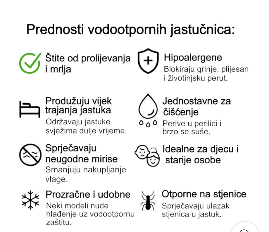 VODOOTPORNE ZAŠTITE ZA JASTUK 60x80 /2komada u pakiranju