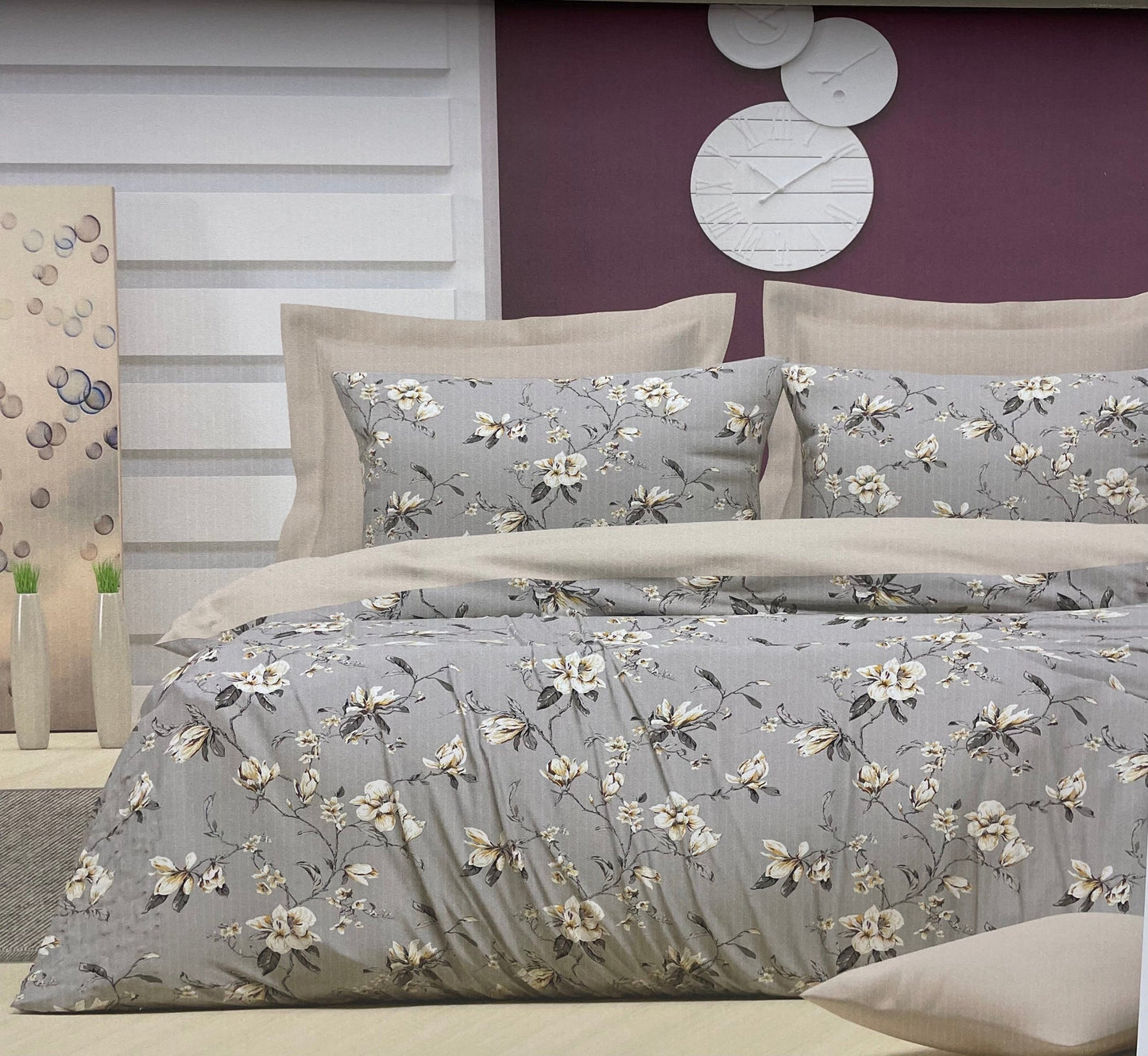 DVOJNI SET - komplet vsebuje 1 prevleko za odejo 200x200 + 2 prevleki za vzglavnik 60x80 + 1 rjuho 240x240