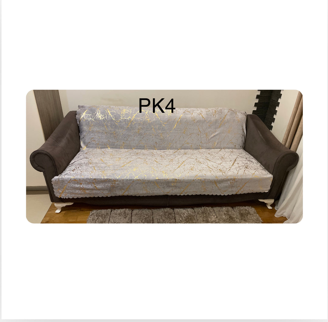 PREVLEKA ZA KAVČ 160x220 (PK4) podnožje svetlo sivo / zlat vzorec
