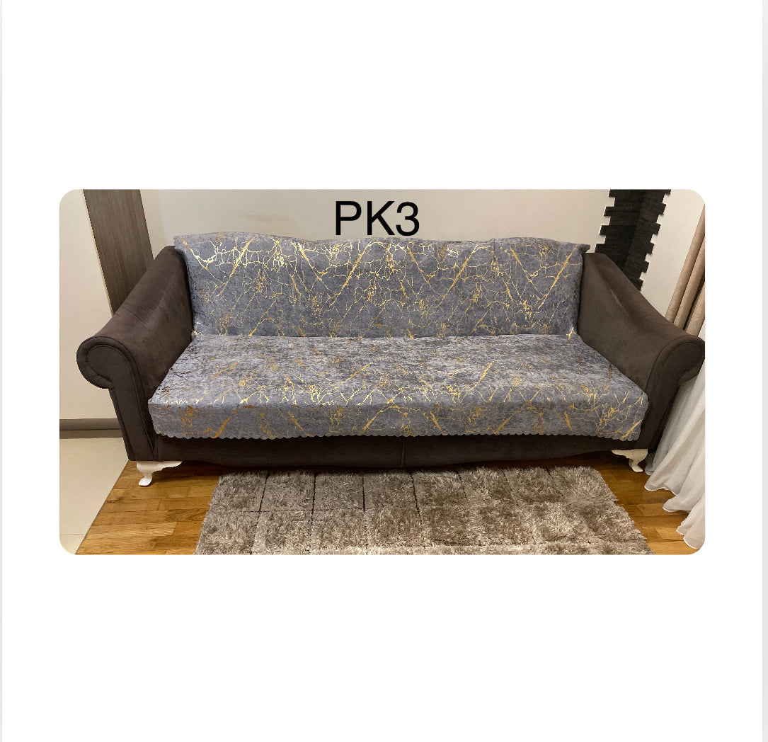 PREVLEKA ZA KAVČ 160x200 (PK3) siva osnova / zlat vzorec