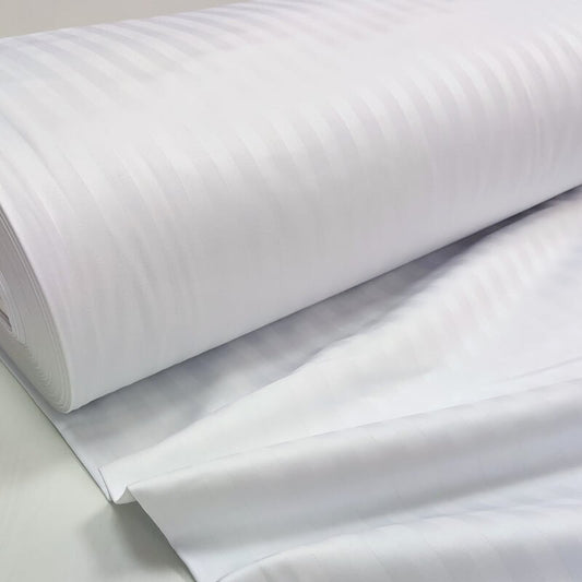 Material saten bela 100% bombaž / črtasti vzorec širine 240 cm